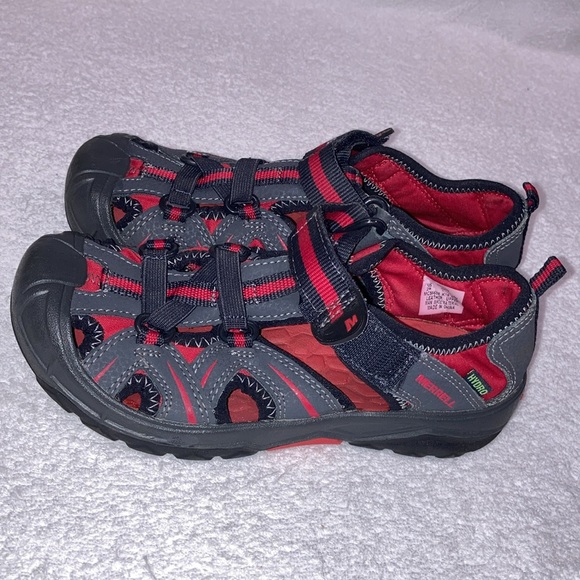 Merrell Hydro Size 2 Gray Red Outdoor Sport Hiking Water Sandals MC55688 - Picture 3 of 7